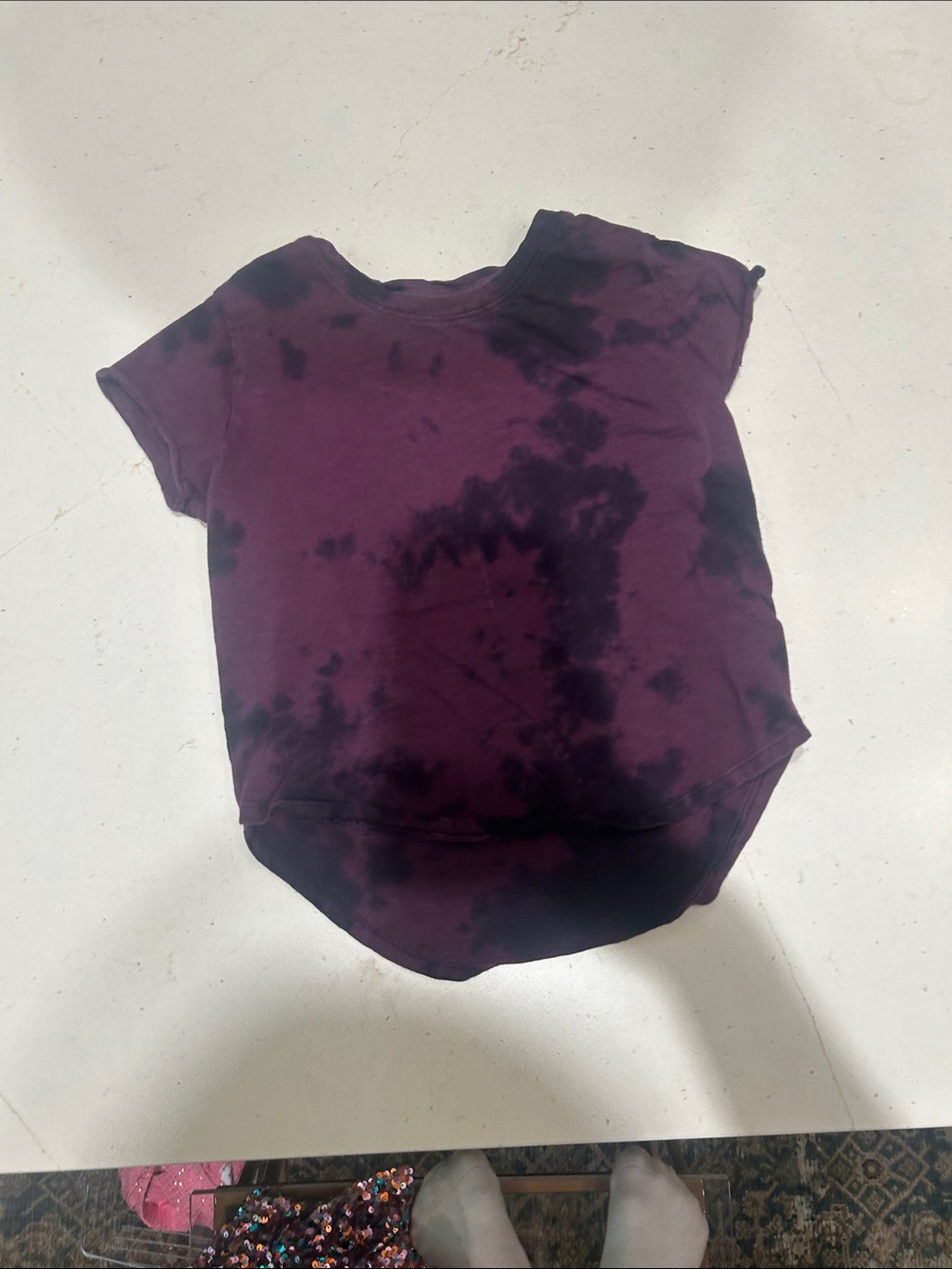Zella Girl Short Sleeve Tie-Dye Tee in Purple and Black